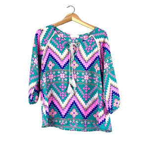 Vintage Boho Long Sleeve Blouse S